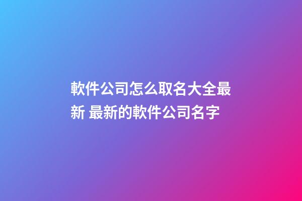 軟件公司怎么取名大全最新 最新的軟件公司名字-第1張-公司起名-玄機派